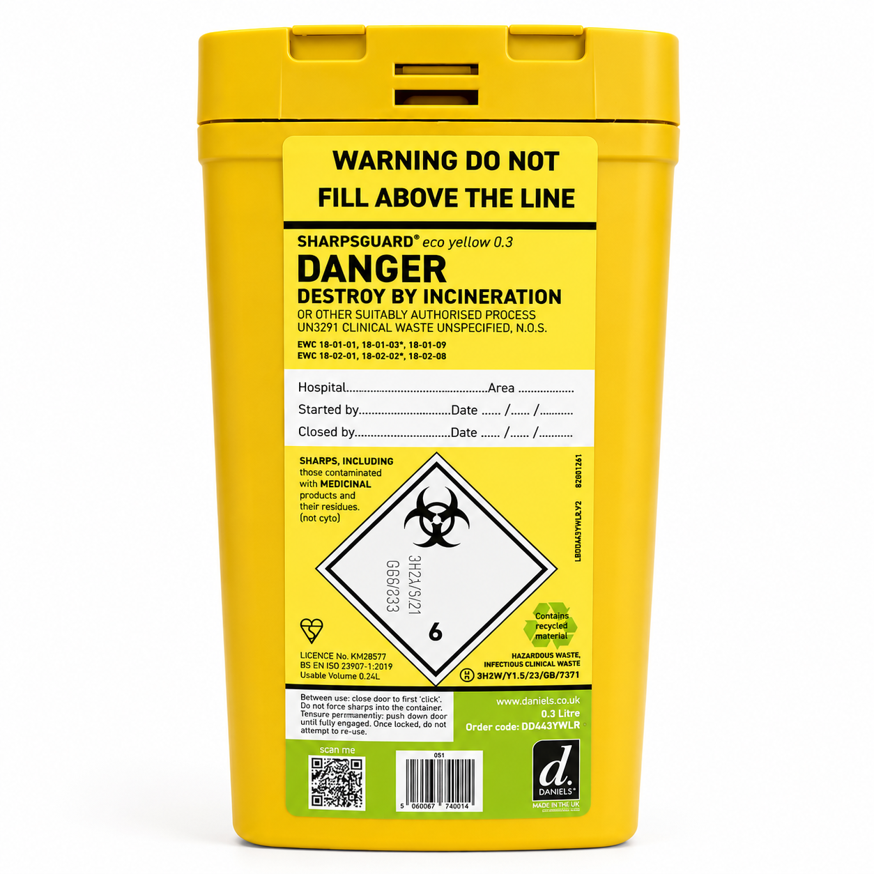 Yellow Sharps Bin (0.3L)